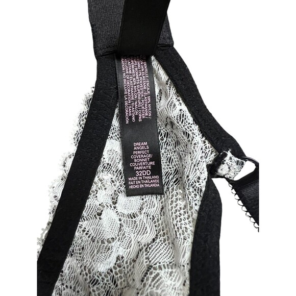 Victoria's Secret Dream Angels Perfect Coverage Bra 32DD White w Black Lace - Picture 9 of 10